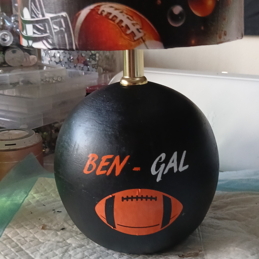 Black and Orange Football Table Lamp